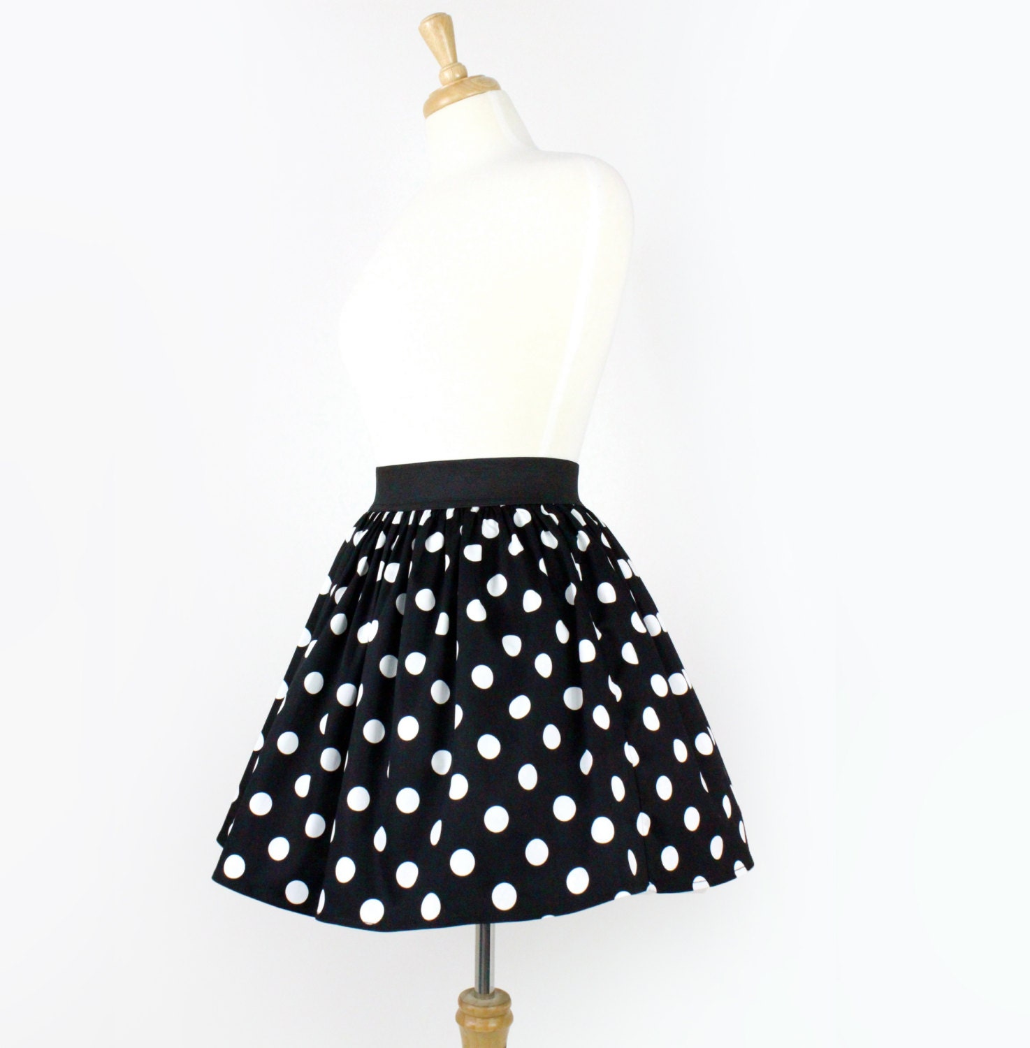 Black & White Polkadots A-line Elastic Skirt | Etsy