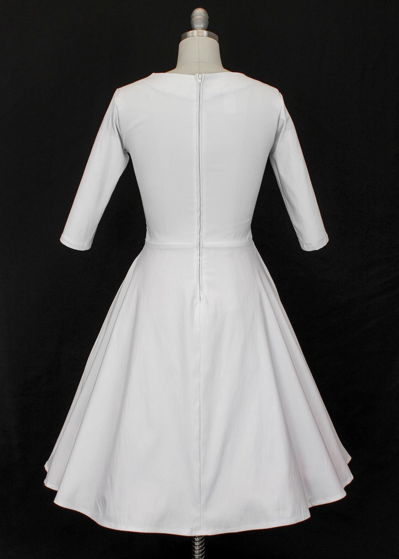 White 1940s Vintage Inspired Wedding Circle Dress w/ Pockets image 6