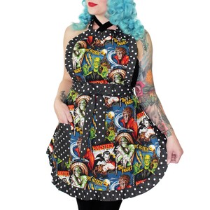 Ready to ship Retro Horror Movie Hollywood Monsters Vintage Inspired Apron image 4