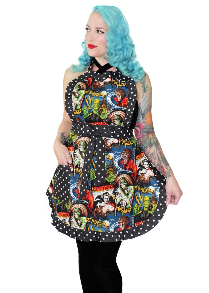 Ready to ship Retro Horror Movie Hollywood Monsters Vintage Inspired Apron image 4