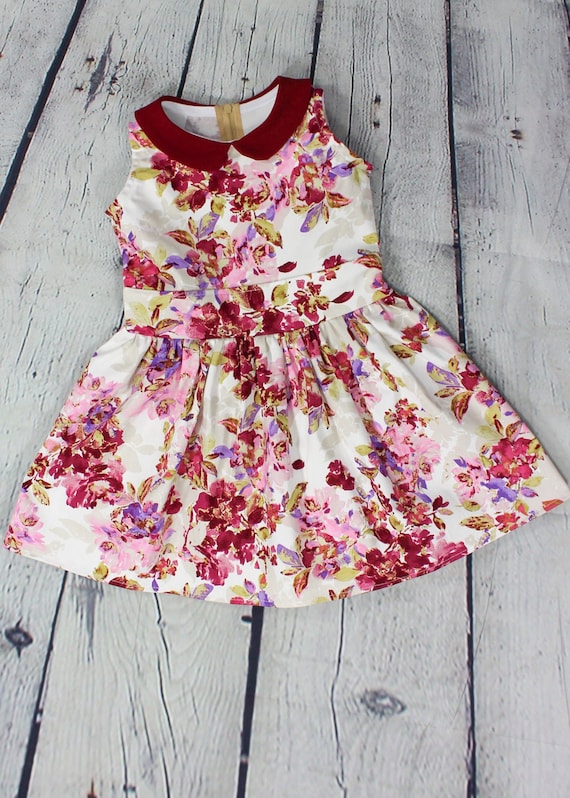 Girls Floral Pleated Dress - 2T, 4T, 6T, 8, 10 / Little Girls / Toddler Dress