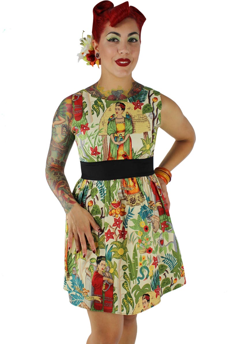 Frida Inspired Dress/ 50s Inspired Frida Dress / Mexican / Rockabilly / Boho image 5