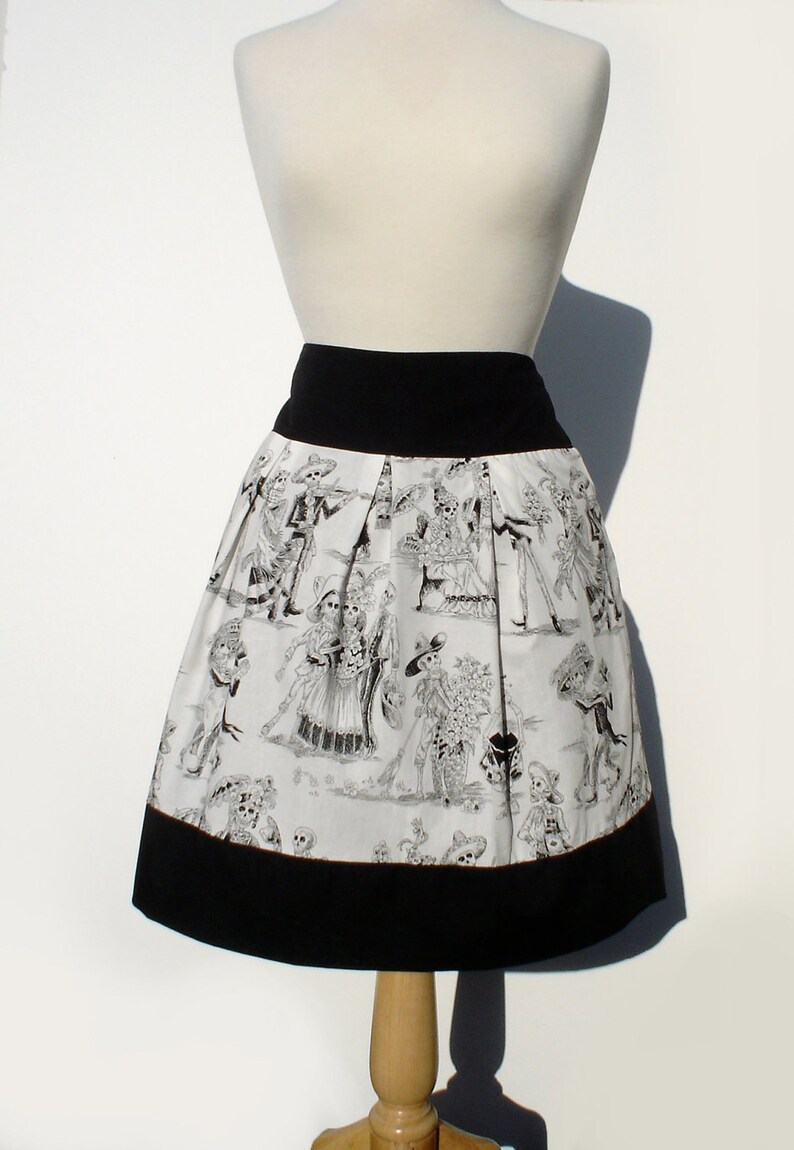 Day of the Dead Paseo de Muertos Skirt Thick Sateen Band Skirt image 2