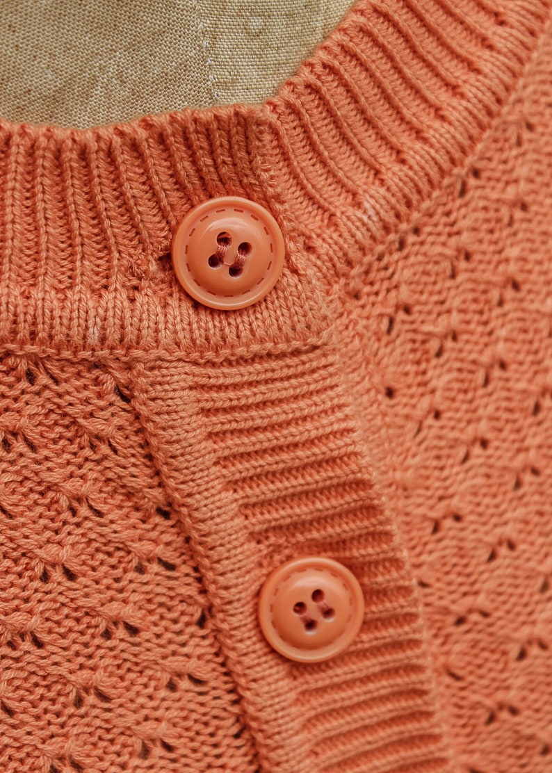 Embroidered Orange Knit Sweater Cardigan Spiderweb Rockabilly Button Up Sweater image 8