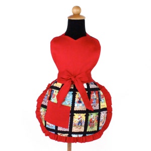 Mexican Loteria Inspired Children Apron Red