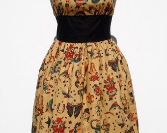 Tattoo Art Vintage Inspired Dress /  Rockabilly Pinup Dress