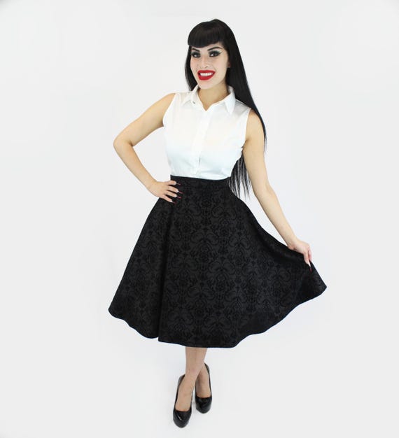 Vintage Inspired Holiday Damask Circle Skirt Black Audrey Hepburn Full Circle Skirt W Pockets XS 3X Etsy Canada