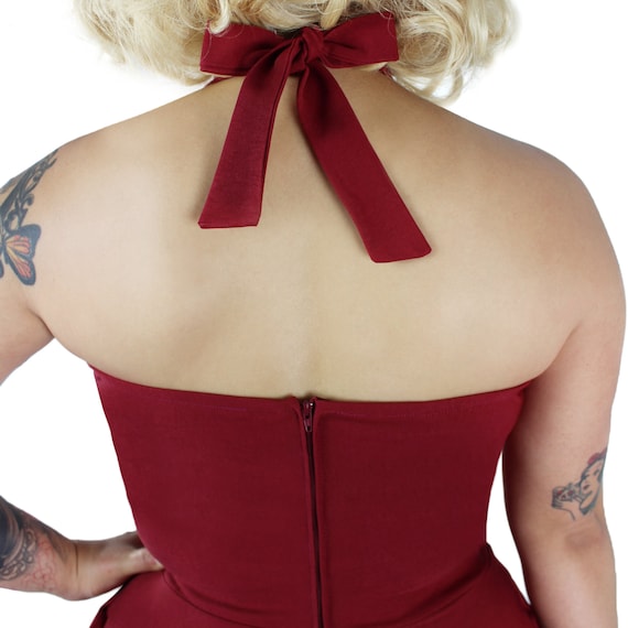red criss cross halter dress Burgundy XS-3XL LowStock:42700742262835
