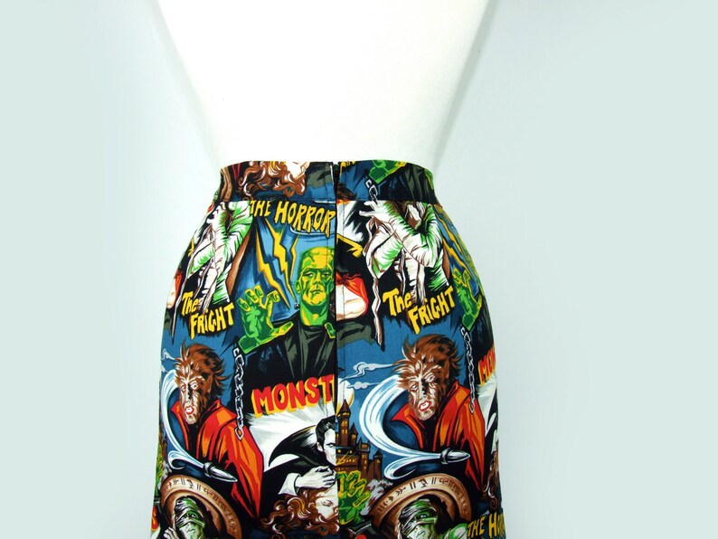 Rockabilly Hollywood Horror Monsters Pencil Skirt | Etsy