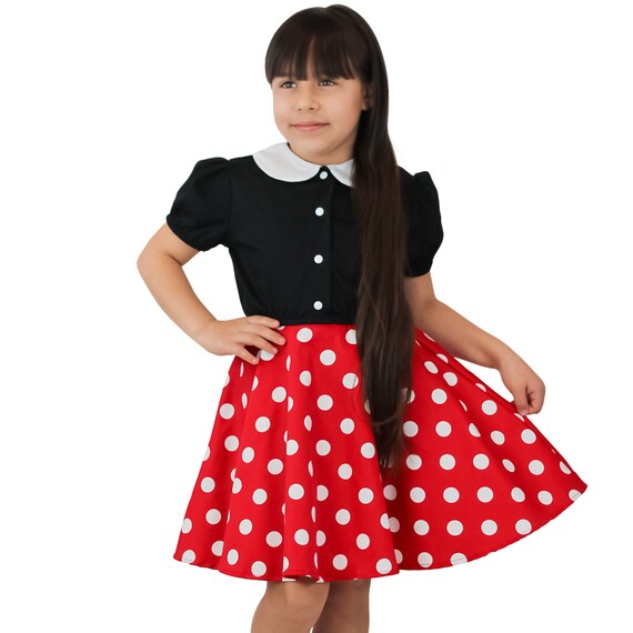 girls red and white pola dot dress Girl's Red and White Polka Dot Dress / Minnie Inspired Dress (Large Polkadot)