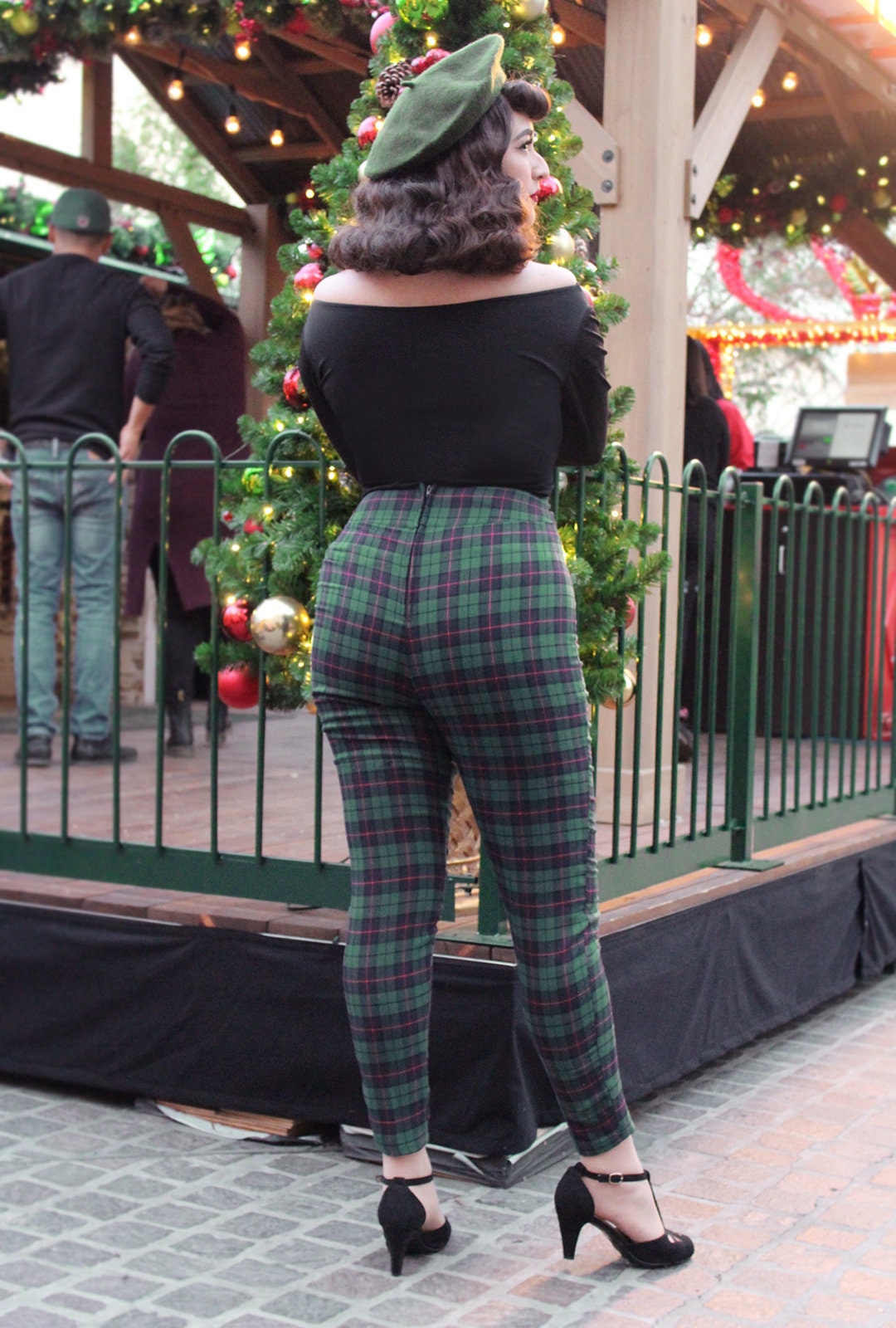 Pin up Pants, Green and Navy Plaid High Waist Pant XS-2XL - Etsy