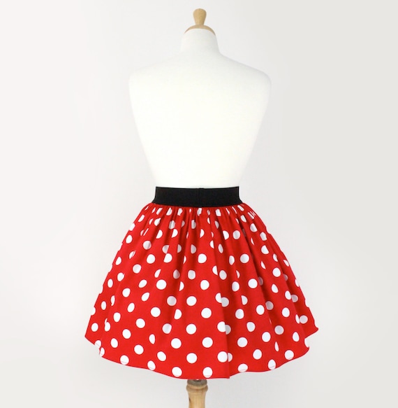 Minnie Mouse Red & White Polkadots A-line Elastic Skirt - Etsy Israel