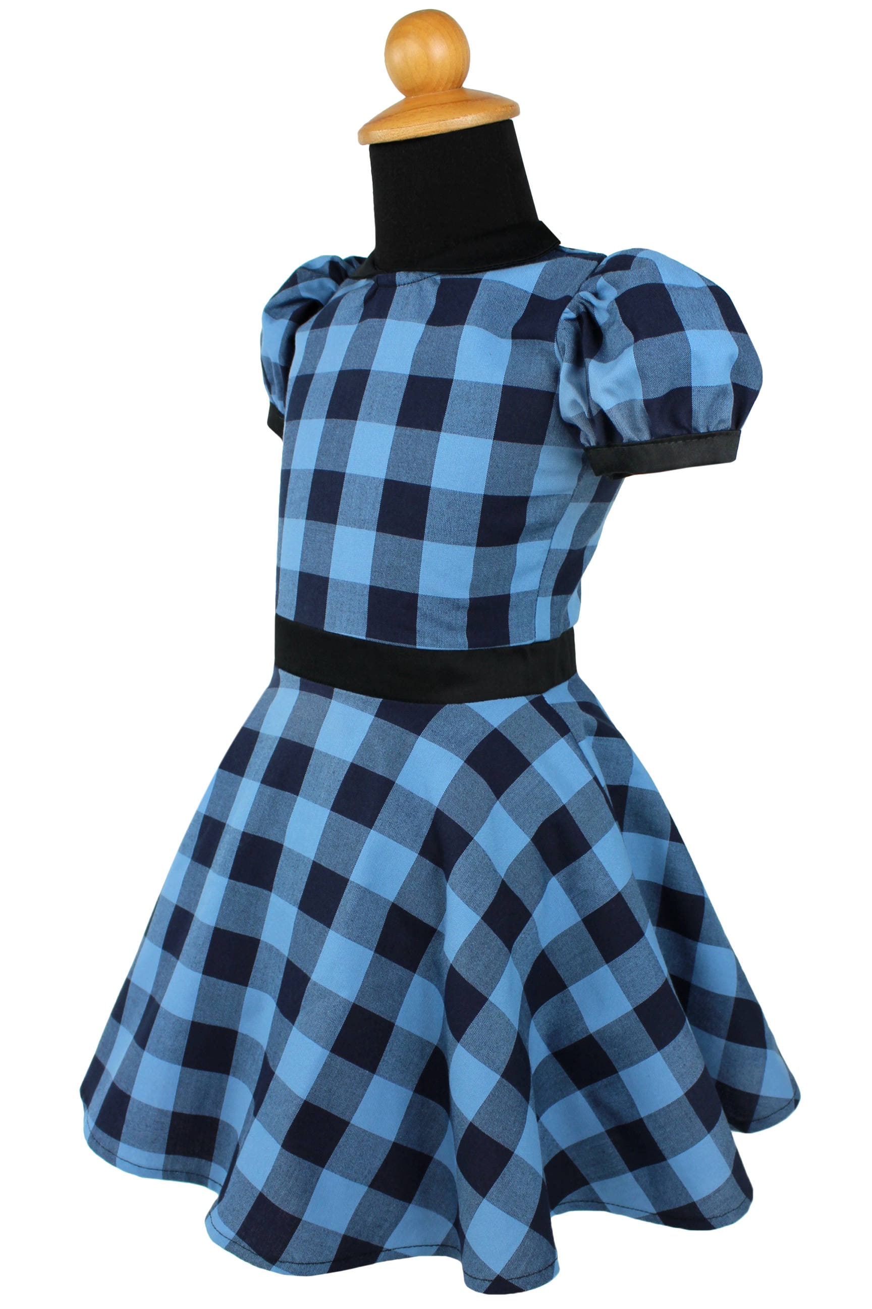 blue and black plaid dress