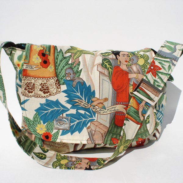 Frida  Messenger Bag /  Mexican Inspired Messenger Bag /  Rockabilly Purse / Bag /Diaper Bag / Laptop Bag
