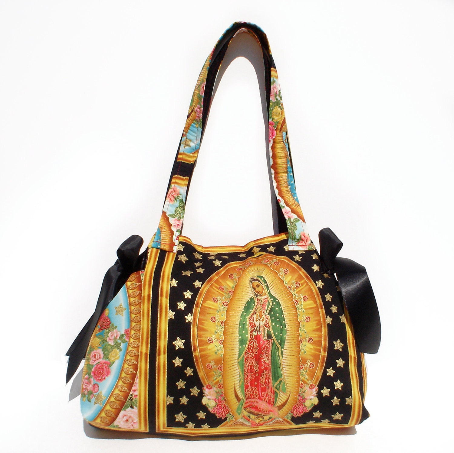 Virgin Mary Sacred Heart Zippered Pouch - Woven Tapestry Bag, 15x10cm, Christian Icon