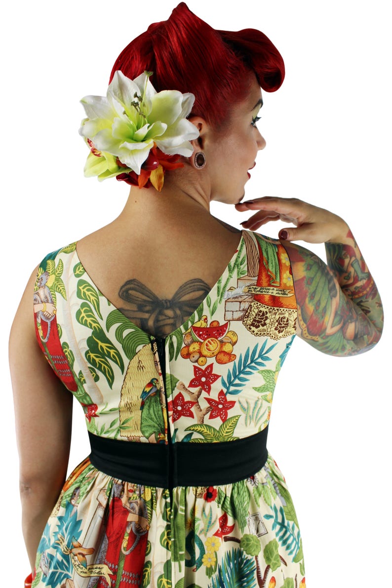 Frida Inspired Dress/ 50s Inspired Frida Dress / Mexican / Rockabilly / Boho image 3