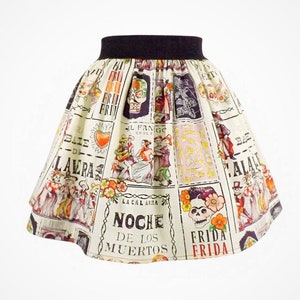 Frida Noche de Baile Day of the Dead A-Line Elastic Skirt