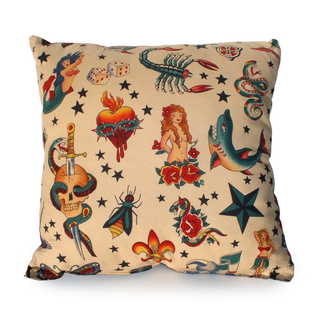 Tattoo Art Throw Pillow Novelty..12x12 Etsy