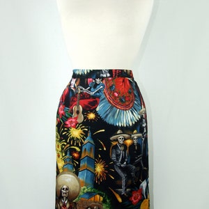 Day of the Dead Pencil Skirt  /  Mexican Fiesta De San Marcos Skull Pencil Skirt