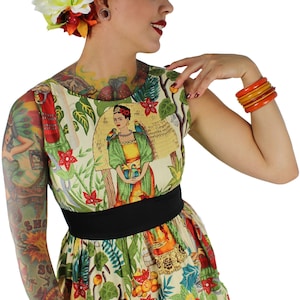 Frida Inspired Dress/ 50s Inspired Frida Dress / Mexican / Rockabilly / Boho image 2