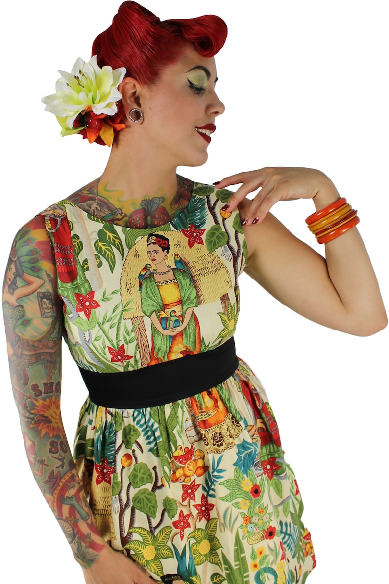 Frida Inspired Dress/ 50s Inspired Frida Dress / Mexican / Rockabilly / Boho image 2