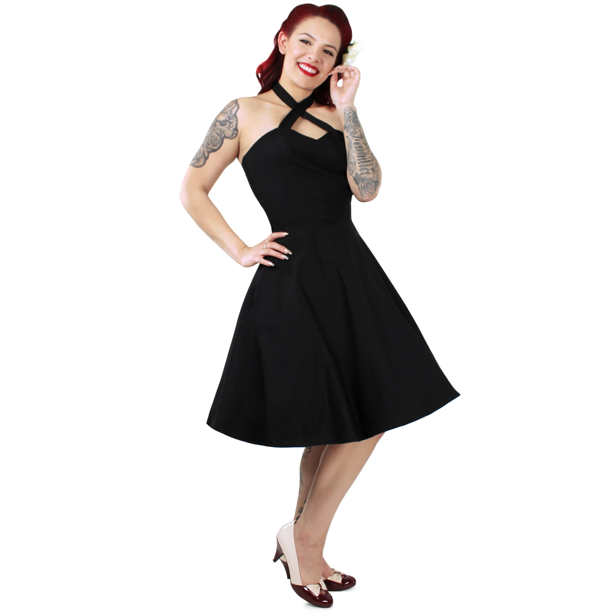 Black Criss Cross Halter Dress XS 4XL Etsy UK
