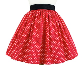 Minnie Mouse Red & White Polkadots A-line Elastic Skirt | Etsy