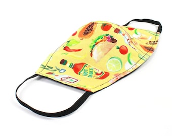 Taco Time Face Mask With Filter Pocket/Washable-Made in USA-Adult-2 Layers