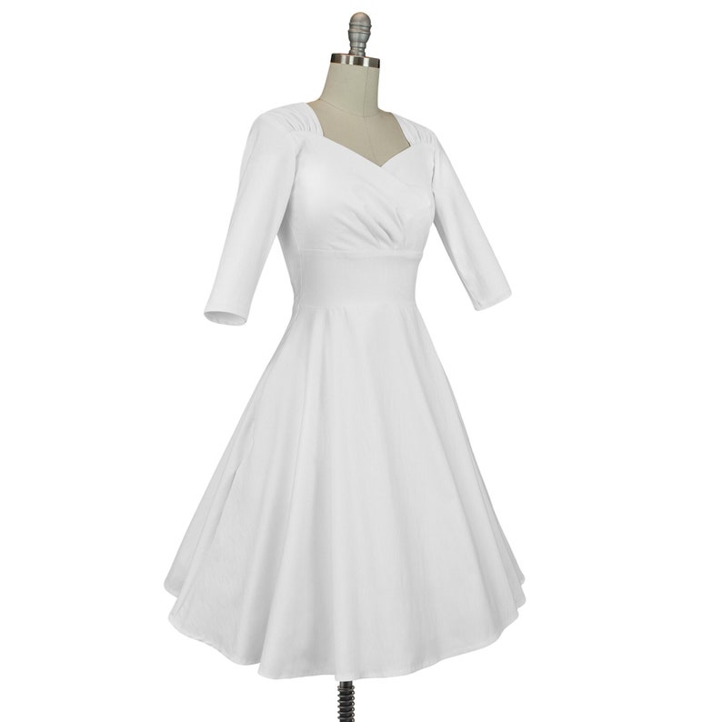 White 1940s Vintage Inspired Wedding Circle Dress w/ Pockets image 1