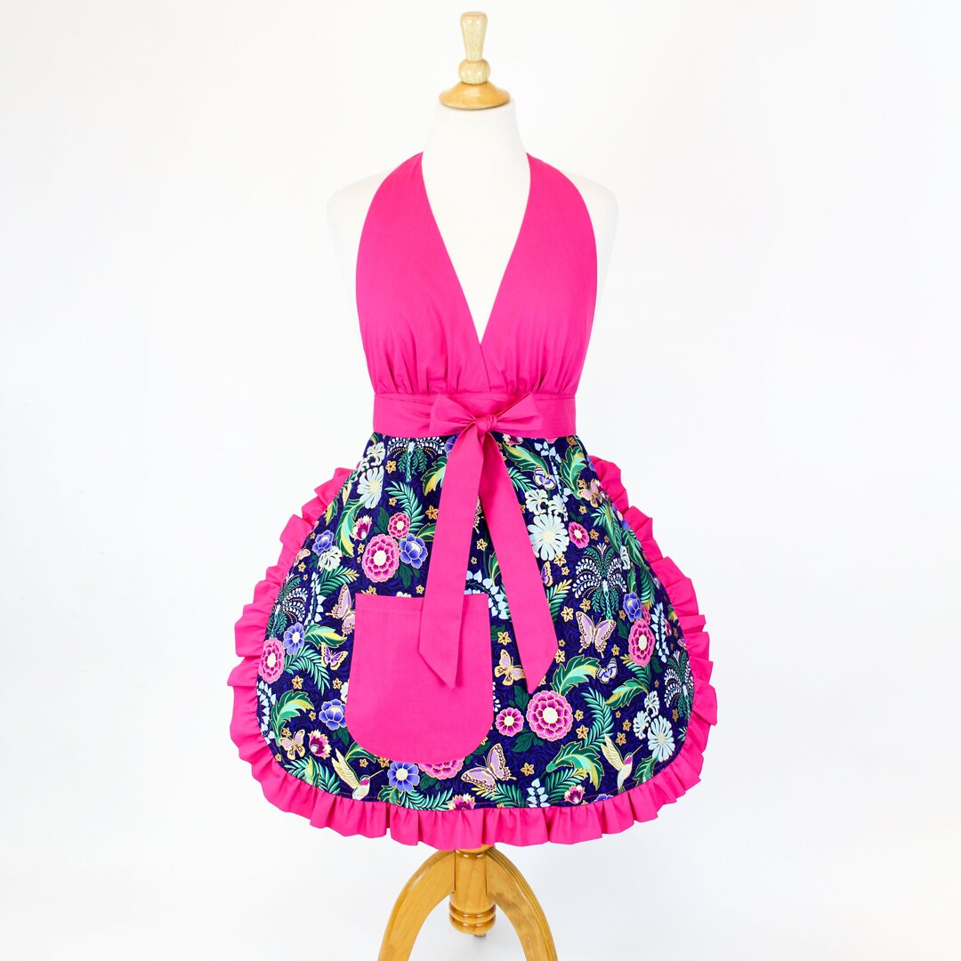 Butterfly and Roses on Geometric Apron main image 1