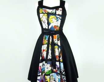 Vintage Inspired Comic Black Full Circle Swing Vintage Inspired Dress