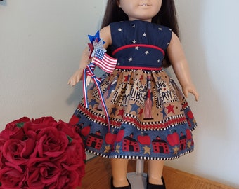 18in Doll Clothes - Red White & Blue Dress - Patriotic - July 4th