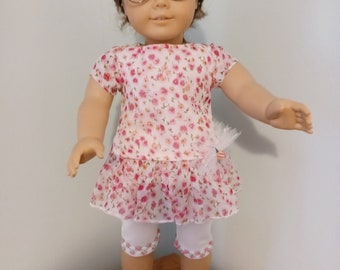 18in Doll Clothes - Pink Garden Party Ensemble - Leggings - Tunic - Shoes