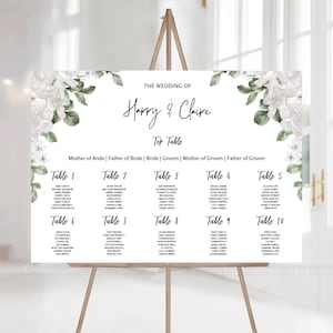 Hochzeit Tischplan Vorlage, bearbeitbarer Sitzplan, bedruckbares Schild zur Hochzeit, Sofort Download, Sitzplan für die Hochzeit.