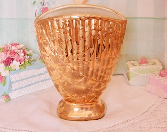 Vintage Weeping Bright Gold Vase. 22k Vase, Hollywood Regency Style, Art Deco, Textured, Vase, Mid-Century, Bud Vase, MCM