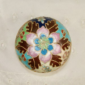 Vintage Brightly Colored Chinese Cloisonne Sphere Home Decor, Hand Painted