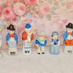 Vintage Little Boys and Girls Glazed Ceramic Penny Doll, Made in Japan, Carnival Prizes