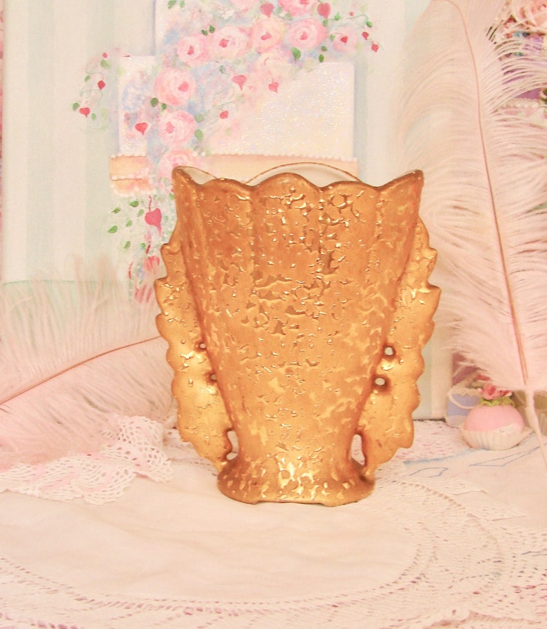 Vintage Weeping Bright Gold Vase. 22k Vase Hollywood Regency Etsy