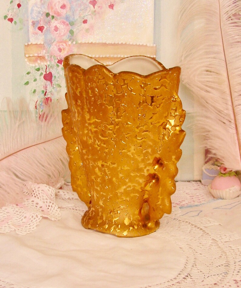 Vintage Weeping Bright Gold Vase. 22k Vase Hollywood Regency Etsy