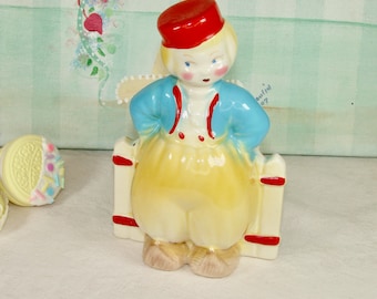 Vintage Dutch Boy Sailor Planter 50s, Sebring Stanford Pottery Planter, Yellow, Blue, Red