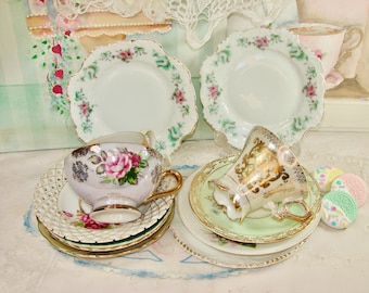 Vintage Bone China Tea Cups and Saucers, Desert Dishes, Replacements, Tea Party Servingware, Mismatched Orphan