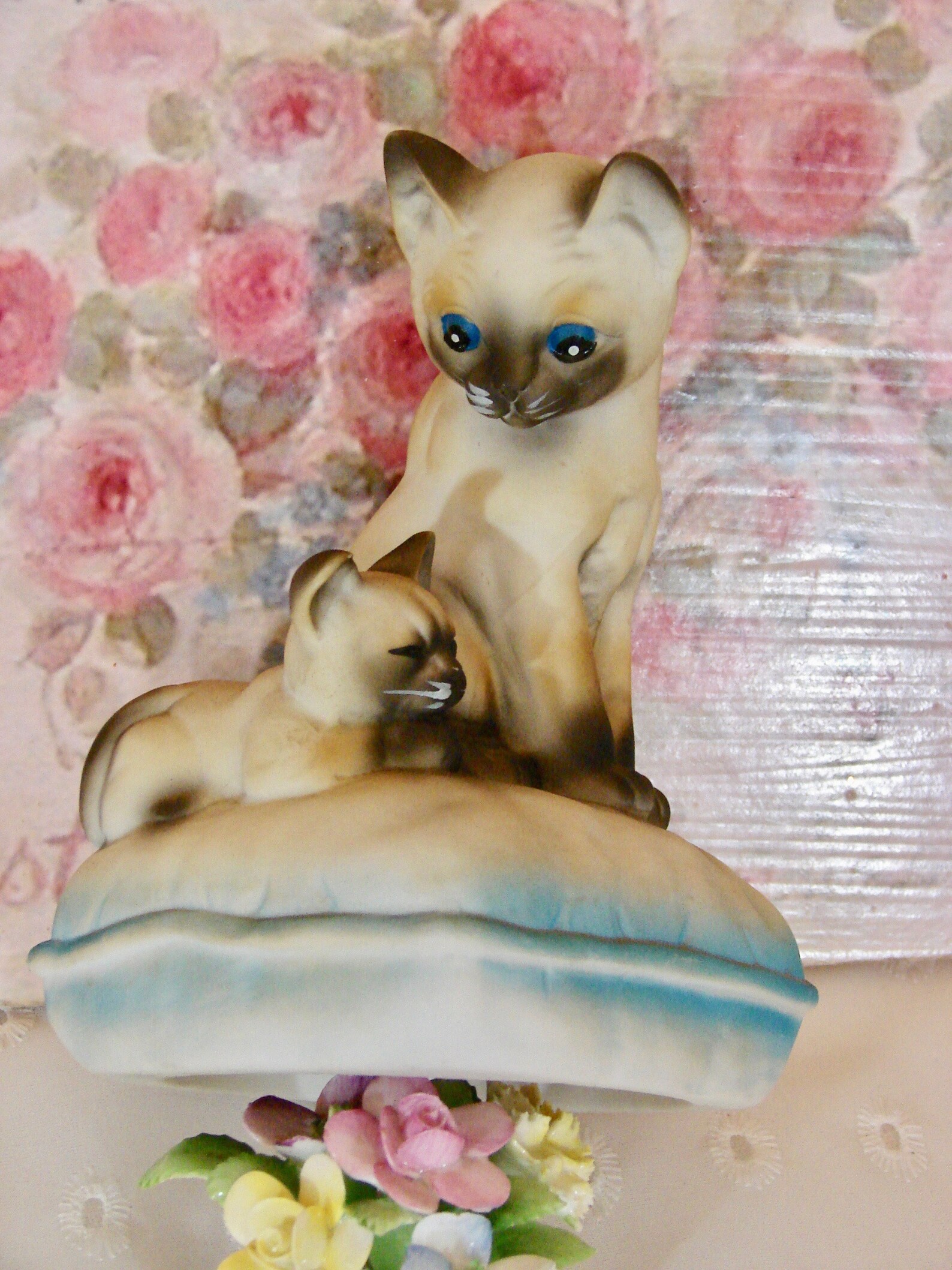 Vintage Siamese Cat & Kitten Music Box Mann Japan Hand Etsy