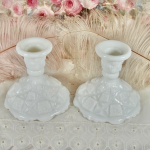 Vintage Westmoreland Milk Glass Candlesticks Candleholders- 2 Pieces
