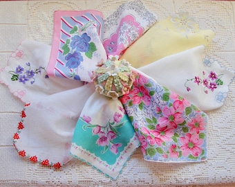 Vintage Mid-Century Cotton Ladies Handkerchief, Ladies Hankies