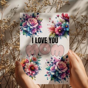 Plantilla imprimible para el Día de la Madre, diseño floral, descarga instantánea.