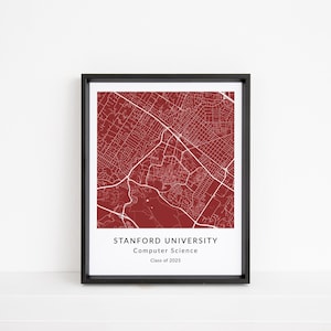 Téléchargement numérique | Impression personnalisée de carte de l'université | Lieu universitaire personnalisé avec diplôme et année scolaire | Cadeau de fin d'études