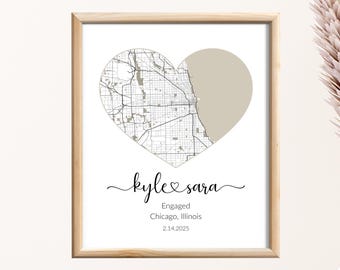 Custom Location Heart Shaped Map | Personalized Perfect for Valentines Day, Dating, Wedding, or Engagement and Anniversaries