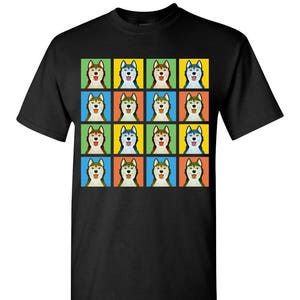 Siberian Husky Cartoon Pop-Art T-Shirt Tee - Men&#39;s, Women&#39;s Ladies, Short, Long Sleeve, Youth Kids