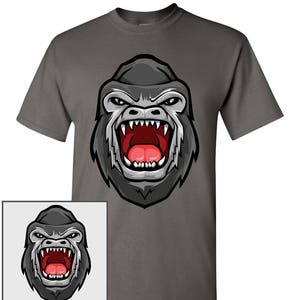 Angry Gorilla Head Custom T-Shirt - Men Women Youth Long Sleeve Personalized Tee, monkey ape