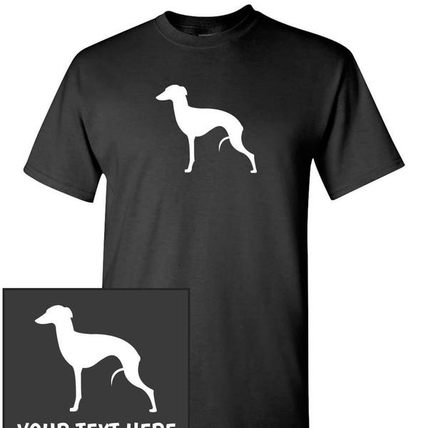 Italian Greyhound Dog Silhouette Custom T-Shirt - Men Women Youth Kids Long Sleeve Personalized Tee